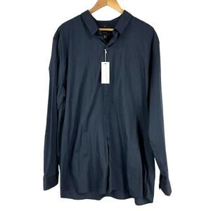 01.ALGO NWT Interval Stretch Poplin Navy Button Down Dress Shirt Men's Size XXL